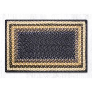 Earth Rugs RC-79 Lt. Blue / Dk. Blue / Mustard Oblong Braided Rug 20" x 30"